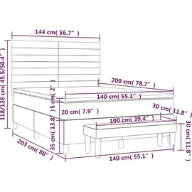 vidaXL Boxspringbett 140 x 200 cm Dunkelgrün