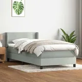 vidaXL Boxspringbett mit Matratze Hellgrau 90x220 cm Samt