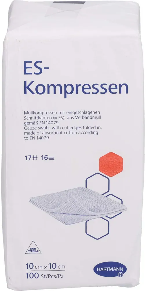 Es-Kompressen unsteril 10x10 cm 16fach 100 St