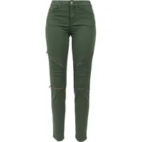 URBAN CLASSICS Ladies Stretch Biker Pants in Olive,