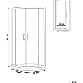 Beliani JUKATAN Duschkabine mit Schiebetür 80 x 185 cm Silber Sicherheitsglas