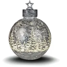 Formano Deko-Kugel Silber- Frosty 35cm mit LED Licht Timer Beleuchtete Glaskugel - Weihnachtsdekoration Tisch Regal Deko-Kugel 6h/18h Timer Weihnachtskugel zum Stellen