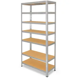 shelfplaza HOME 200x30x23 cm Schwerlastregal in verzinkt mit 7 Böden und 125 kg Traglast pro Boden