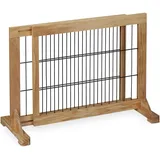 Relaxdays Absperrgitter, ausziehbares Schutzgitter, Treppe & Tür, HxB: 56x70-108 cm, freistehend, Kinder & Hunde, Natur