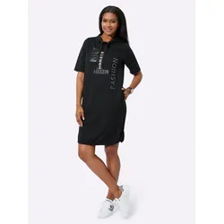 Jerseykleid INSPIRATIONEN "Jersey-Kleid", Damen, Gr. 50, Normalgrößen, schwarz, Jersey, Single Jersey, 50% Modal, 44% Polyester, 6% Elasthan, unifarben, kurz, Kurzarm, Kleider