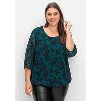 sheego Damen Große Größen Chiffontunika aus Chiffon, mit Futter aus Viskose Citywear feminin Rundhals-Ausschnitt - - 56-58