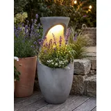 Design Pflanzkübel mit Solar LED Beleuchtung Win 32 – 61 cm Blumentopf in Betonoptik, großer Blumentopf für Garten & Terrasse, wetterfest, beleuchtet