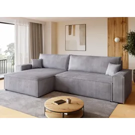 bromarkt Eckcouch Textil 4-Sitzer Silber