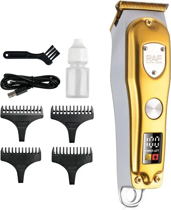 RAF Professioneller Haartrimmer für Herren, kabellos, 5W Hochleistung, T-Klinge, mit LCD-Display, für dickes Haar, Heim-Grooming-Set
