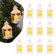 Vevor 12er-Pack dekorative Kerzenlaternen, elektrische LED-Kerzen ohne Flamme, Halter aus Kunststoff mit Glas, Wandbehang für Veranda, Hochzeitstische, Partys, Bauernhäuser, Weiß, 105x105x240 mm