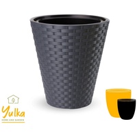 YULKA Pflanzkübel RATTAN Elegance schwarz 44,0 cm