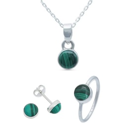 mantraroma Schmuckset 925er Silber mit Malachit (Schmuckset aus 925 Silber) 58