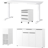 Germania Büromöbel-Set »Mailand«, (4 tlg.), inkl. Schreibtisch, Rollcontainer, Raumteiler und Sideboard, weiß