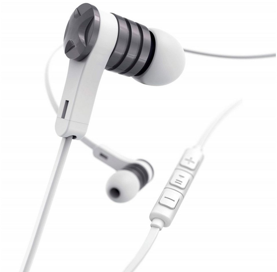 Hama Intense In-Ear Headset 3,5mm Klinke Ohrhörer Smartphone-Headset (Anruffunktion, Mikrofon, Wiedergabe-Steuerung, Lautstärkenreglung, 3,5mm, Mikrofon, Fernbedienung, Silikon-Ohrpolster, 3,5mm Klinken-Stecker) weiß