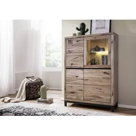 Massivmoebel24 Highboard 103 x 148 x 40 cm Bianco Geölt / Beige