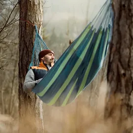 Relaxdays Hängematte XXL 150 x 190 cm Blau/Grün