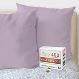 Pizuna Luxuriöser Soft-Satin 2er Pack Kissenbezug 80x80 cm Lavendel Frost, 400 Fadenzahl Baumwolle Quadratisch Kissenbezüge, 100% Langstapel Baumwolle Nur Kissenbezug, 80x80 cm Mako Satin