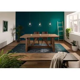 MASSIVMOEBEL24.DE Esstisch Teak 270x100x78 natur unbehandelt BASSANO #147 - Braun