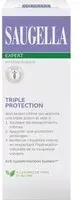 Saugella - Triple Protection Soin Lavant Intime à base de Thym et Zinc Femmes ayant besoin d'une Renforcée durant la grossesse, pendant les règles, le sport Flacon 250 ml Gel Nettoyant