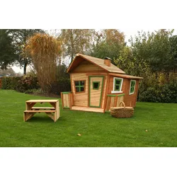 Axi Holz Kinderspielhaus Lisa inkl. Veranda | Natur | 180x180x167 cm
