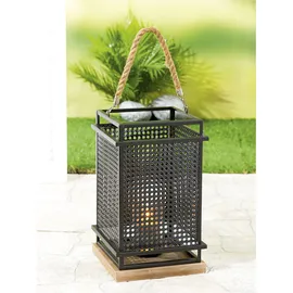 Casablanca by Gilde Windlicht Casablanca Metall Geflecht Schwarz