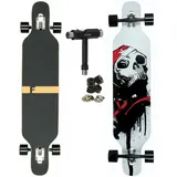 FunTomia Longboard Longboard in 3 Flex Stufen Camber Ahornholz + T-Tool mit LED Rollen, Camber Twin Tip