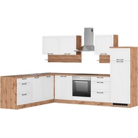 Kochstation Küche »KS-Lana«, Stellbreite 240/300 cm, wahlweise mit oder ohne E-Geräte, weiß Küche: matt, wotaneiche, + arbeitsplatte: wotaneiche, , 45064869-0 B/H/T: 240 cm x 300 cm,