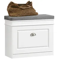 SoBuy Schuhbank mit Sitzkissen und Klappe MDF Weiß -
