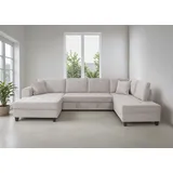 trends by hg Wohnlandschaft Polyester U-Form 3-Sitzer Beige
