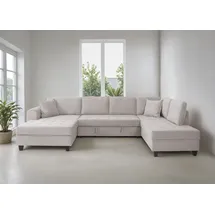 trends by hg Wohnlandschaft Polyester U-Form 3-Sitzer Beige