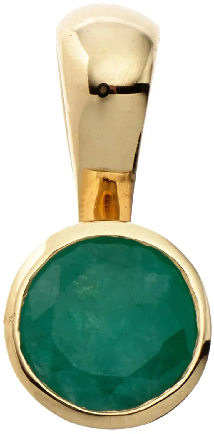 Runder Anhänger JOBO, gold (gelbgold 333), Schmuckanhänger, Damen, Gelbgold 333, rund 333 Gold mit Smaragd