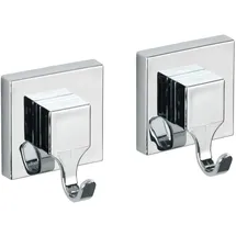 Wenko Wandhaken Quadro 2er Set, Befestigen ohne Bohren, Handtuchhalter aus Kunststoff, Maße je Haken: 6 x 7 x 5 cm