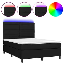 vidaXL Boxspringbett mit Matratze & LED Schwarz 140x200 cm Stoff1467706