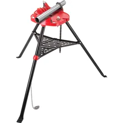 VEVOR Stativ-Rohrkettenschraubstock mit 1/8-6" Rohrständer klappbare Stahlbeine Rohrstützen mit Werkzeugablage Stativständer-Kettenschraubstock ideal für eine Vielzahl von Rohrmaterialien