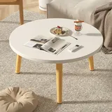 PERZOE Esstisch, kleiner Esstisch, kleiner runder Esstisch, weißer moderner runder Tisch, moderner runder Tisch mit Holzbeinen für Küche, Wohnzimmer, Freizeit, Couchtisch