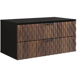 Badplaats Waschbeckenunterschrank Java 2 Schubladen 81 x 40 x 48 cm Walnuss Braun/Schwarz