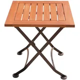 Harms Import Beistelltisch klappbar Campingtisch Balkontisch Länge 45 cm Eukalyptus Holz klappbar, Metall braun, H 45 cm, Garten Balkon