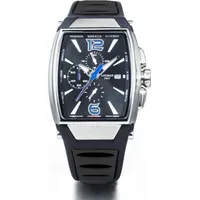 Locman Tremila Chronograph Titan Stahl Gummi Schwarz Hände Blau
