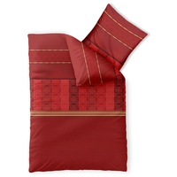 CelinaTex Bettwäsche 155x220 cm 2teilig Baumwolle Susan Streifen Ornament Rot Beige