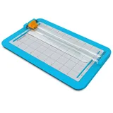 Fiskars Papierschneider für Kinder ab 6 Jahren, Sichere Papierschneidemaschine für gerade Schnitte, Verdeckte Klinge, 29,2 x 17,8 cm, Blau/Silber/Gelb, 1082504