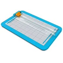 Fiskars Papierschneider für Kinder ab 6 Jahren, Sichere Papierschneidemaschine für gerade Schnitte, Verdeckte Klinge, 29,2 x 17,8 cm, Blau/Silber/Gelb, 1082504