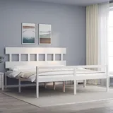 Seniorenbett Mit Kopfteil 200x200 Cm Weiß Massivholz