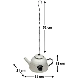 DanDiBo Ambiente Vogelhaus zum Aufhängen Metall Deko Teekessel wetterfest 521862 Nistkasten Teekanne Futterstation für Vögel Shabby mit Kette Metallkanne Kanne Balkon