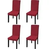 Stretch-stuhlhussen, Gerade, 4er-set, Burgunderrot - Crezuo