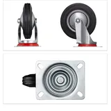 Relaxdays Schwerlastrollen 4er Set, drehbar, Kugellager, 2 Rollen mit Bremse, Tragkraft bis 320kg, Rad D: 125mm, schwarz