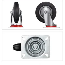 Relaxdays Schwerlastrollen 4er Set, drehbar, Kugellager, 2 Rollen mit Bremse, Tragkraft bis 320kg, Rad D: 125mm, schwarz