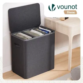 VOUNOT Vounot® Wäschekorb 3 Fächer 170L, Wäschesammler mit Deckel Anthrazit