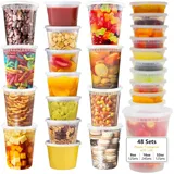 VINATO Frischhaltedosen mit Deckel, 48pcs Gefrierdosen Set, 12 Vorratsdosen 950ml | 24 Plastikdosen 470ml | 12 Frischhalteboxen 240ml, BPA-Frei, Mikrowellengeeignet Dosen zum Einfrieren