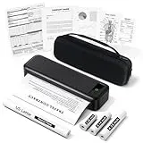 TATTMUSE Thermodrucker A4 Kit, Mit Tragetasche und 4 Rollen Thermopapier, Mobiler Drucker A4 für Unterwegs, Tragbarer Drucker Kompatibel mit Phone, Monochromer Reisedrucker, Schwarz