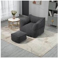 MODFU Sitzsack Lazy Sofa, Schaukelstuhl mit hoher Rückenlehne, mit Fußhocker (Couchsessel für Erwachsene und Kinder, für drinnen und draußen) schwarz